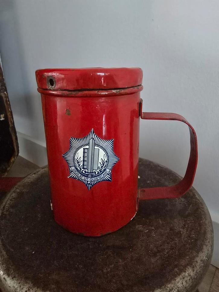 Zeldzame antieke stalen rode Collectebus Rotterdam €69, Verzamelen, Spaarpotten, Gebruikt, Overige thema's, Metaal of Blik, Ophalen of Verzenden