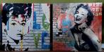 2 Jaren 80 Vintage Retro Schilderij/canvas 80 x 80 Pop Art, Ophalen