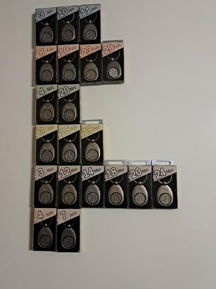 Sleutelhangers met verjaardagdatums, Verzamelen, Sleutelhangers, Nieuw, Overige typen, Ophalen of Verzenden