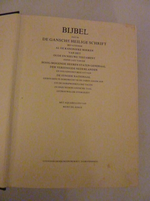 Bijbel met aquarellen van Reint de Jonge, Ophalen of Verzenden, Gelezen
