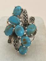 Prachtige ring met turquoise, Sieraden, Tassen en Uiterlijk, Ringen, Ophalen of Verzenden, Dame, Zilver, Kleiner dan 17