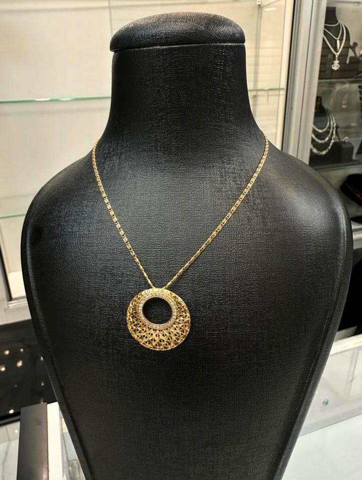 Prachtige 18k gouden ketting met hanger, Sieraden, Tassen en Uiterlijk, Kettingen, Nieuw, Goud, Met hanger, Ophalen of Verzenden