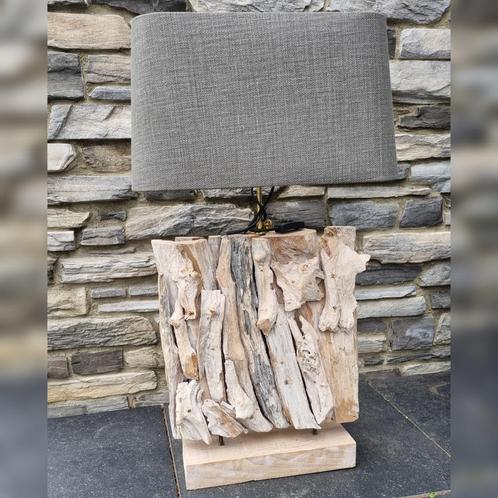 Mooie lamp van houtstronken, Huis en Inrichting, Lampen | Tafellampen, Gebruikt, 75 cm of meer, Hout, Ophalen