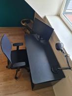Bureau met monitor en bureaustoel, Ophalen of Verzenden, Met wielen, Gebruikt, Bureau