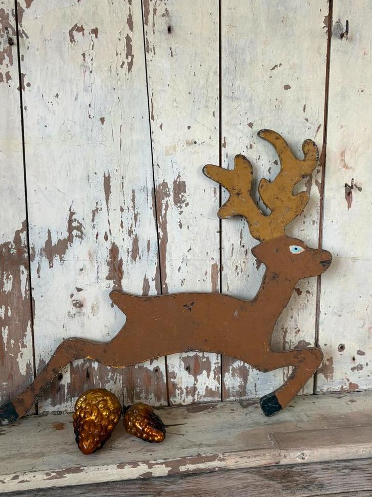 Vintage Rendier van plaatijzer / staalplaat, Antiek en Kunst, Curiosa en Brocante, Ophalen of Verzenden