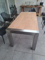 Eettafel 200x90cm, olmenhout & RVS, Huis en Inrichting, Ophalen