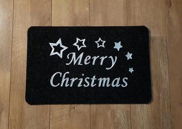 Merry Christmas mat,voor binnen.Zwart/zilverkleurige letters beschikbaar voor biedingen