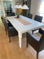Witte Beuken Eettafel met Antieke Details, Ophalen, Gebruikt, 100 tot 150 cm, Vijf personen of meer