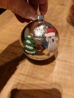 2 zilveren kerstballen met opdruk puppy golden retriever, Ophalen of Verzenden