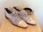 Pepe Milan herenschoenen 42 leder blue jeans print +riem apa, Ophalen, Blauw, Zo goed als nieuw, Veterschoenen