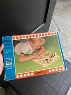 Simplex hout houten puzzel in doos leesplankje kind vintage, Ophalen of Verzenden, 10 tot 50 stukjes, Zo goed als nieuw
