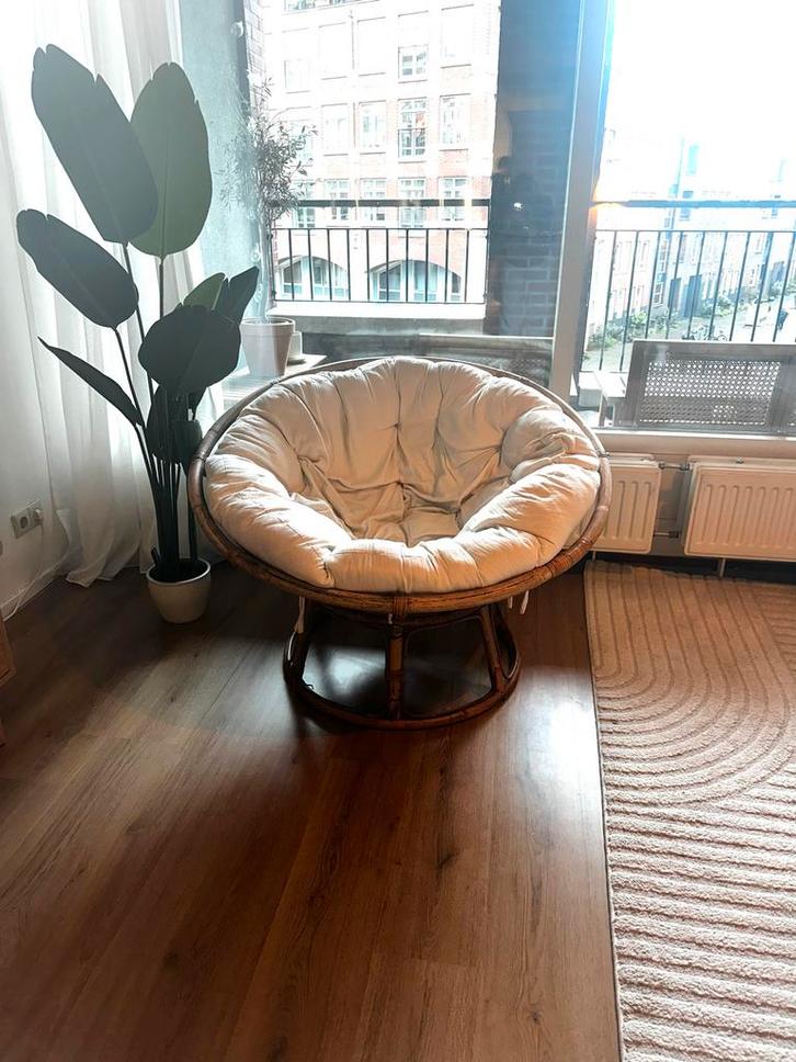 Rotan Stoel met Kussen, Huis en Inrichting, Stoelen, Gebruikt, Eén, Riet of Rotan, Bruin, Ophalen