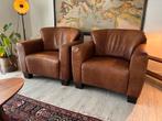 2x Leren fauteuil - Nederlandse makelij, Huis en Inrichting, Fauteuils, Ophalen, Gebruikt, 50 tot 75 cm, Leer