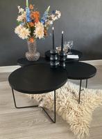 Salontafel Set Black & Wood & Staal Tafels, Huis en Inrichting, Tafels | Salontafels, Ophalen of Verzenden, Zo goed als nieuw