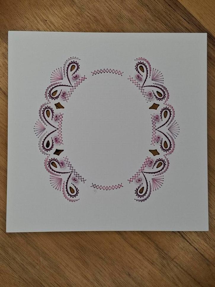 Geborduurde opleg kaart basiskaart wit, Hobby en Vrije tijd, Kaarten | Zelf maken, Zo goed als nieuw, Blanco kaart of Basiskaart