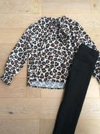 ZGAN panterprint blouse met strik 122/128, Meisje, Overhemd of Blouse, Ophalen of Verzenden, Zo goed als nieuw