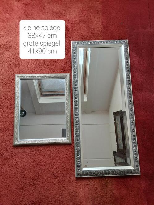 Spiegel 2 stuks zilverkleurige lijst, Huis en Inrichting, Woonaccessoires | Spiegels, Zo goed als nieuw, Minder dan 50 cm, Minder dan 100 cm