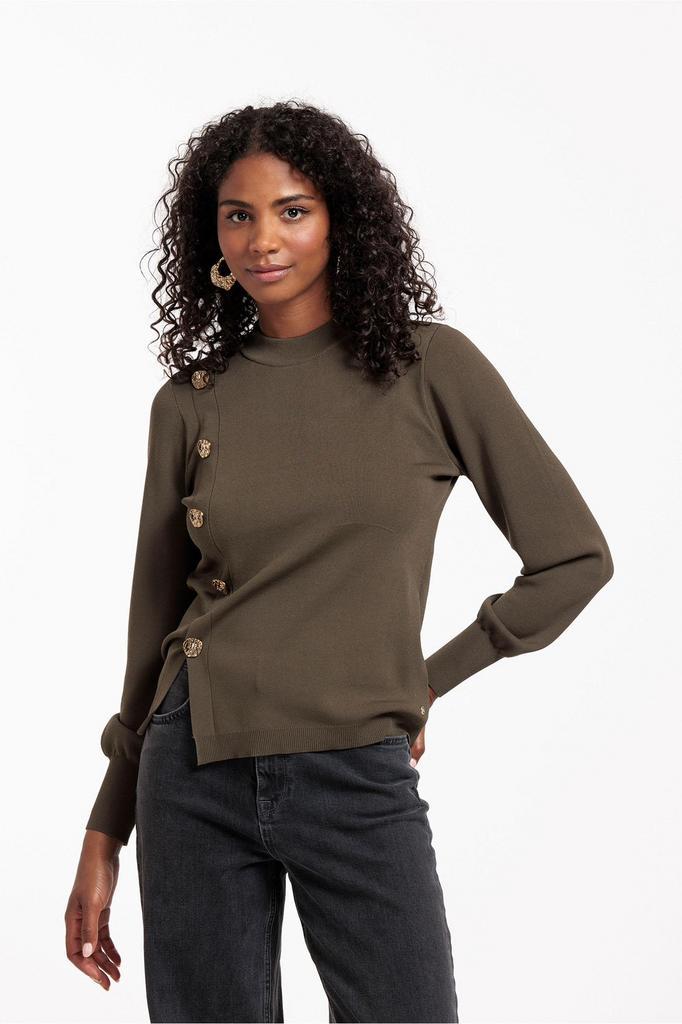 Studio anneloes lovis button pullover / trui XL new army, Kleding | Dames, Truien en Vesten, Zo goed als nieuw, Maat 42/44 (L)