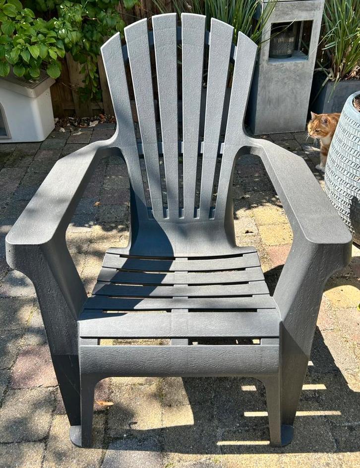 Antraciet tuin loungestoel kunststof, Tuin en Terras, Tuinstoelen, Gebruikt, Kunststof, Ophalen