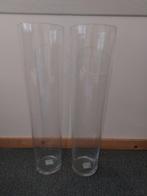 2 Hoge conische glazen vazen type Jimmy ( transparant glas ), Ophalen, Overige kleuren, 50 tot 75 cm, Nieuw