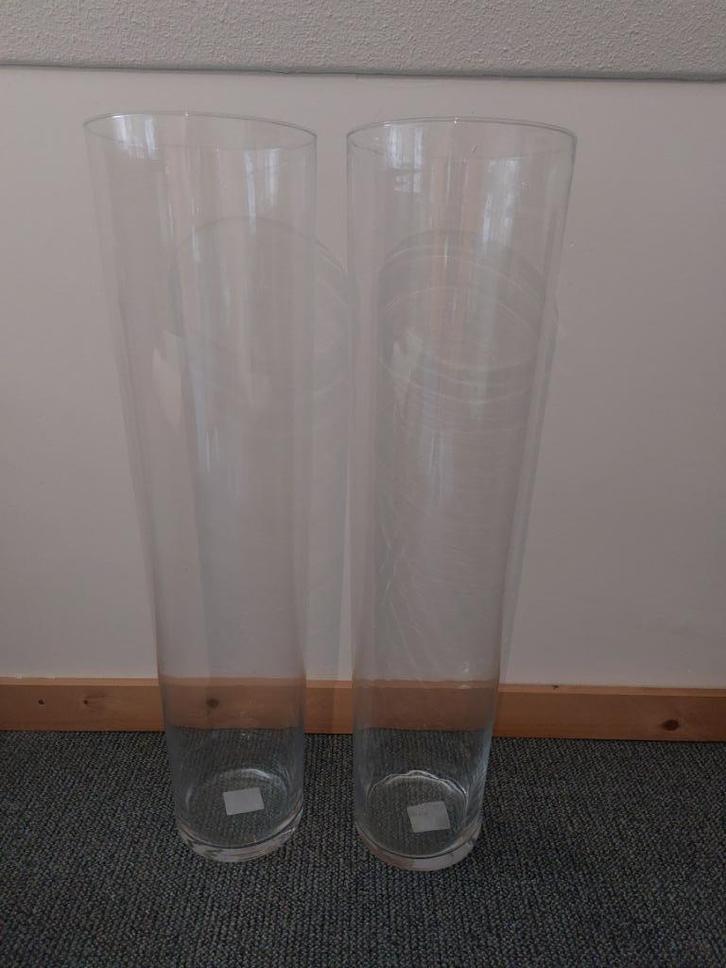 2 Hoge conische glazen vazen type Jimmy ( transparant glas ), Huis en Inrichting, Woonaccessoires | Vazen, Nieuw, Overige kleuren
