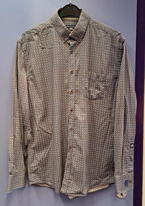 State of Art overhemd grijs/blauw met gele print mt L 48111, Kleding | Heren, Overhemden, Zo goed als nieuw, Halswijdte 41/42 (L)