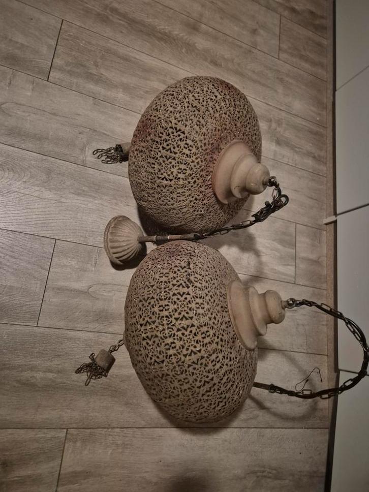 2 Oosterse Lampen Loods 5 - Zeer Goede Staat, Huis en Inrichting, Lampen | Hanglampen, Zo goed als nieuw, Minder dan 50 cm, Metaal