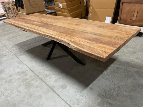 Acacia tafelblad 300x100 cm  | Optioneel met onderstel, Huis en Inrichting, Tafels | Eettafels, Zo goed als nieuw, 50 tot 100 cm