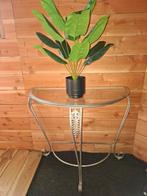 Half Ronde Tafel met Glas en IJzer, Antiek en Kunst, Antiek | Meubels | Tafels, Ophalen