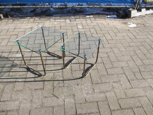 Vintage miniset / bijzettafeltjes jaren 70 Italy [?], Huis en Inrichting, Tafels | Bijzettafels, Gebruikt, Rechthoekig, 45 tot 60 cm