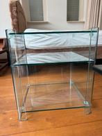Glazen sidetable te koop, Huis en Inrichting, Tafels | Sidetables, Ophalen, Zo goed als nieuw, 25 tot 50 cm, Rechthoekig