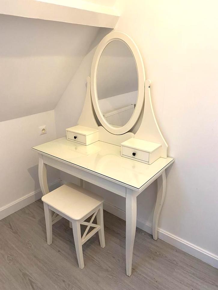 Ikea Kaptafel met Spiegel & Kruk, Huis en Inrichting, Tafels | Kaptafels, Gebruikt, 100 tot 150 cm, 50 tot 100 cm, Hout, Ophalen