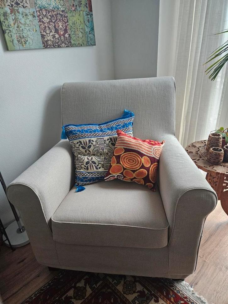 Mooie grijze Ikea Ektorp Jennylund fauteuil, Huis en Inrichting, Fauteuils, Gebruikt, Stof, 75 tot 100 cm, Minder dan 75 cm, Ophalen