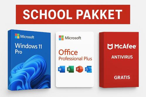 Schoolpakket Windows 11 Pro + Office 2024 en Gratis McAfee, Computers en Software, Office-software, Nieuw, Windows, Excel, Outlook