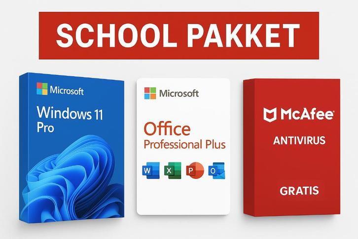 Schoolpakket Windows 11 Pro + Office 2024 en Gratis McAfee, Computers en Software, Office-software, Nieuw, Windows, Excel, Outlook