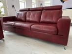 Lederen bank 3 1/2 zits, Ophalen, Gebruikt, Driepersoons, Rechte bank