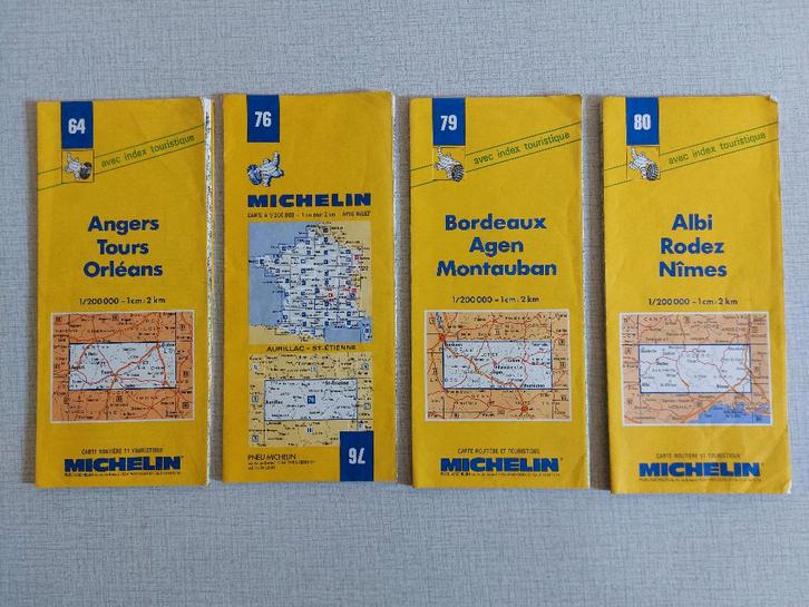 Oude MICHELIN Wegenkaarten jaren '70 '80 '90 Kleur geel, Boeken, Atlassen en Landkaarten, Gelezen, Landkaart, Frankrijk, 1800 tot 2000