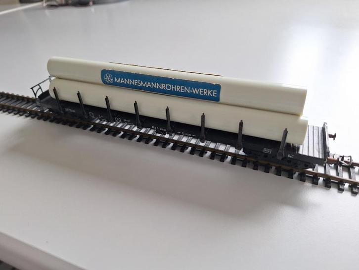 Rongenwagen met buizen, Fleischmann schaal H0, Hobby en Vrije tijd, Modeltreinen | H0, Gebruikt, Wagon, Gelijkstroom, Fleischmann