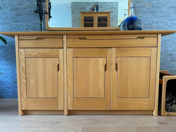 Beuken dressoir + bijpassende spiegel, Huis en Inrichting, Kasten | Dressoirs, Gebruikt, 150 tot 200 cm, 50 tot 75 cm, Met lade(s)