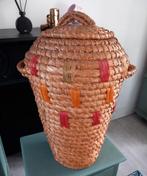 Vintage rieten opbergmand met deksel, Ophalen of Verzenden, Rond, Riet