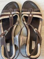 Ecco sandalen maat  41 leer zilver~bruin ~creamwit, Ophalen of Verzenden