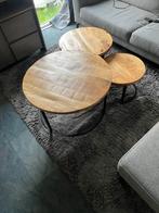 Set mango houten bijzettafels, Ophalen, 50 tot 100 cm, Rond, Zo goed als nieuw