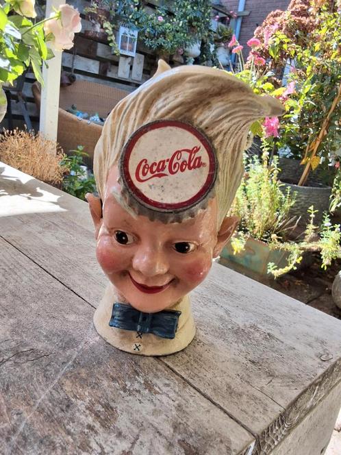 Coca-Cola Spaarpot Jongen - Vintage gietijzer orgineel 20cm, Antiek en Kunst, Curiosa en Brocante, Ophalen of Verzenden