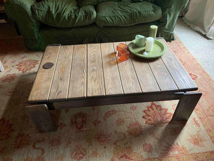 Massief eiken salontafel. Robuust en zeer stevig., Huis en Inrichting, Tafels | Salontafels, Gebruikt, Minder dan 50 cm, 50 tot 100 cm