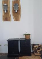 2 zwarte vintage nachtkastjes, Huis en Inrichting, Slaapkamer | Nachtkastjes, Ophalen, Hout, Minder dan 45 cm, Minder dan 55 cm