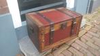 Sierlijke houten kist opbergkist schatkist hout leer 45 x 29, Minder dan 50 cm, Gebruikt, Overige materialen, Minder dan 50 cm