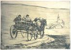 Oswald Roux (1880-1961) Ets 'Met de sjees huiswaards' ~1900., Antiek en Kunst, Ophalen of Verzenden