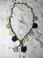 Vintage stijl gehaakte boho bloemen ketting glas kraaltjes, Verzenden, Zo goed als nieuw, Overige materialen