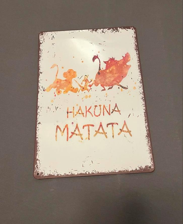 Hakuna Matata IJzeren plaatje - 30x20 cm, Huis en Inrichting, Woonaccessoires | Wanddecoraties, Nieuw, Ophalen of Verzenden