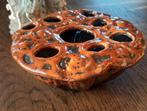 Bloemsteker tulpenvaas oranje bruin keramiek, Ophalen of Verzenden, Zo goed als nieuw